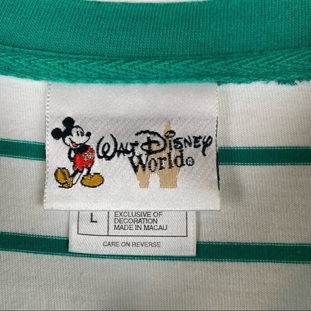 Disney Tiger Embroidered Green Striped Vintage Short Sleeve Tee Size L - Picture 5 of 7